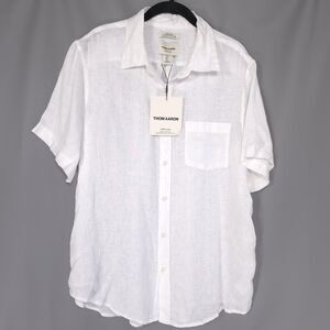 THOM AARON Mens New Casual Shirt LARGE 100% Linen MADE EUROPEAN GROWN FLAX
